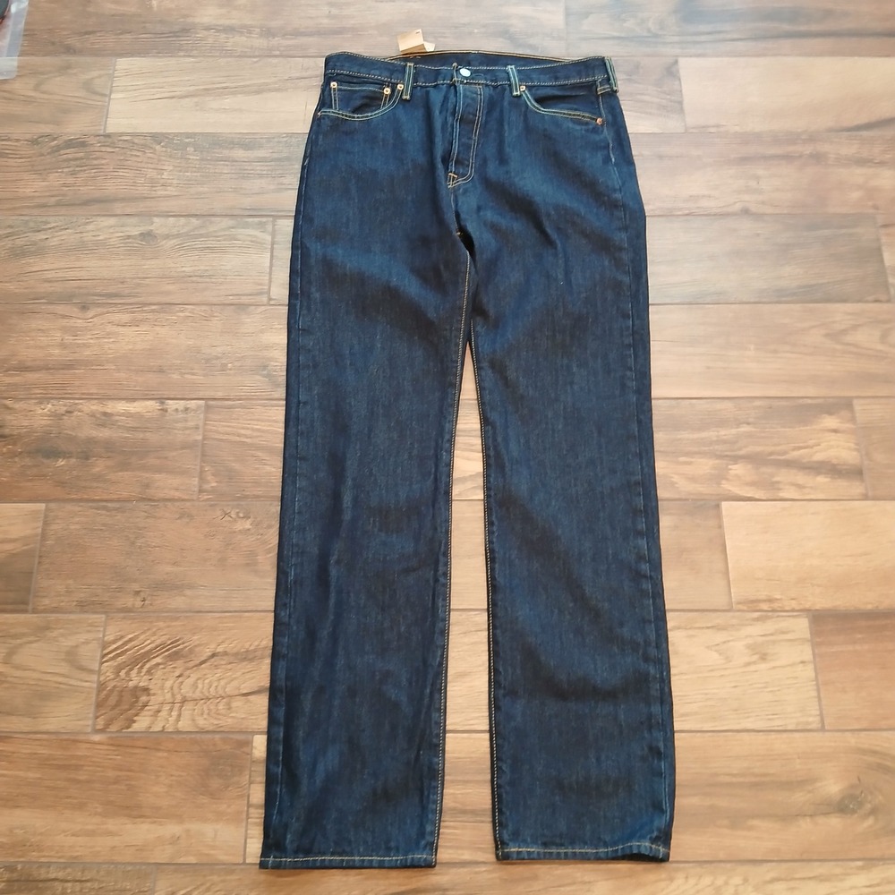 Levi's Jeans Mens 36x36 Blue Denim 501 Dark Wash Button Fly (FITS 34x36)‎